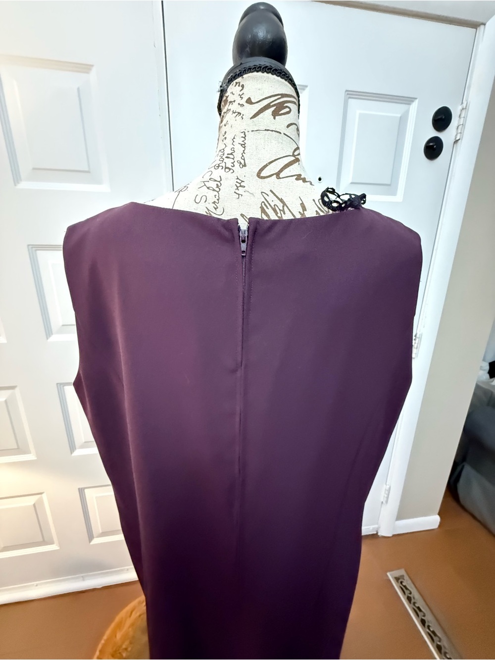 Source Unknown Deep Plum Sleeveless Maxi Dress with Beaded V-Neck - Picture 7 of 12